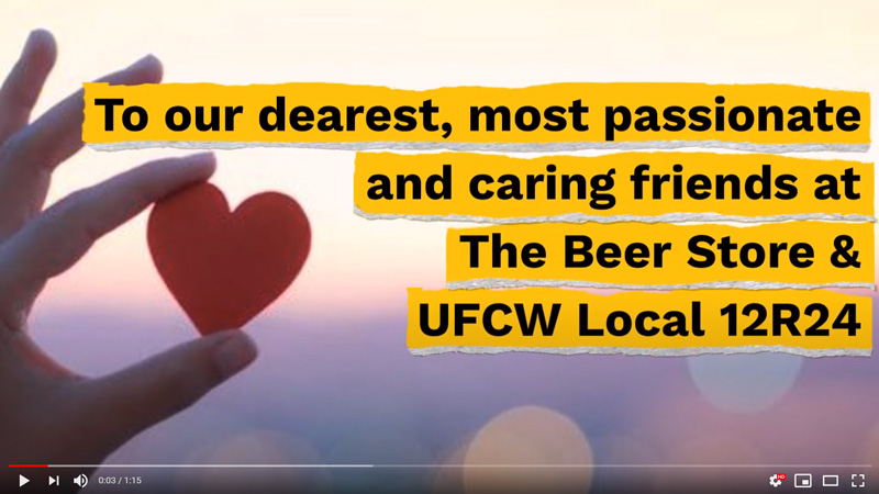 Thank you Beer Store - from ALL survivor Paige